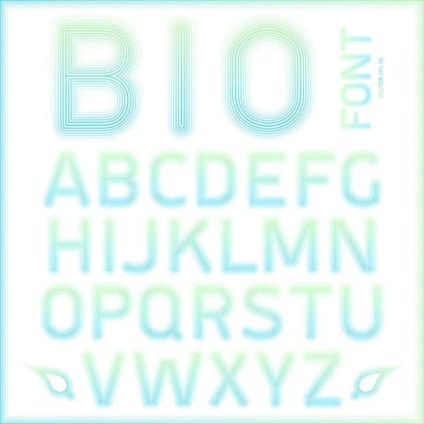 Font bio line, modern and stylish alphabet. Best for use in stickers, cards, labels and web design. Vector illustration. — Stock Vector