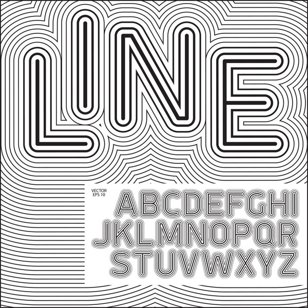 Retro font with lines, vector alphabet, stylish letter design best for use for posters, headlines and graphic design. Vector illustration.