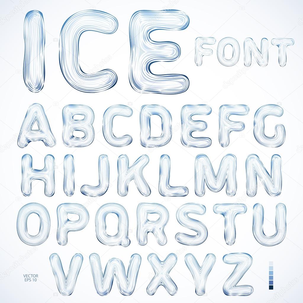 Alphabet Ice, font best for use in posters, cards, headlines and web design. Vector illustration