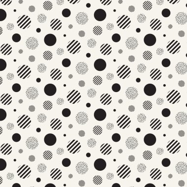 Modern Daire siyah ve beyaz arka plan, seamless modeli. Tasarım ve dekorasyon kullanmak için en iyi. Vektör çizim
