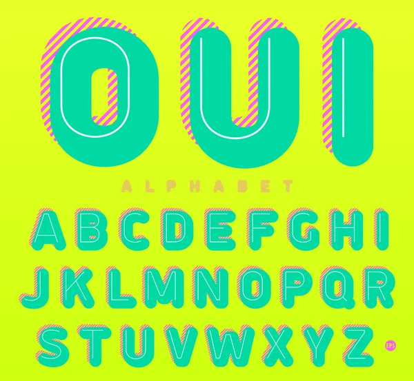 Pop-Stil Alphabet, trendige bunte Schrift. am besten geeignet für Poster, Postkarten und grafische Designs. Vektorillustration — Stockvektor