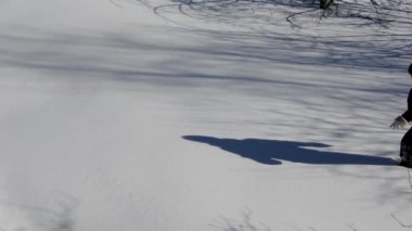 Kadın derin kar yığınlarının içinden eve doğru yürüyor. İnsanlar karlı bir arazide yol alıyorlar. Rusya 'da şiddetli tipi var. Derin karda, dizlerinin üstünde ya da karnının üstünde sürünmek daha iyidir.