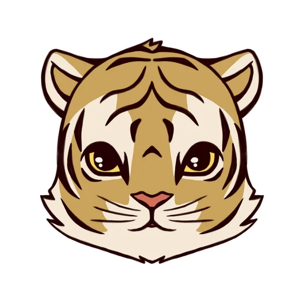Testa Tigre Illustrazione Piccolo Cucciolo Tigre Sfondo Bianco Tiger Personaggio — Foto Stock