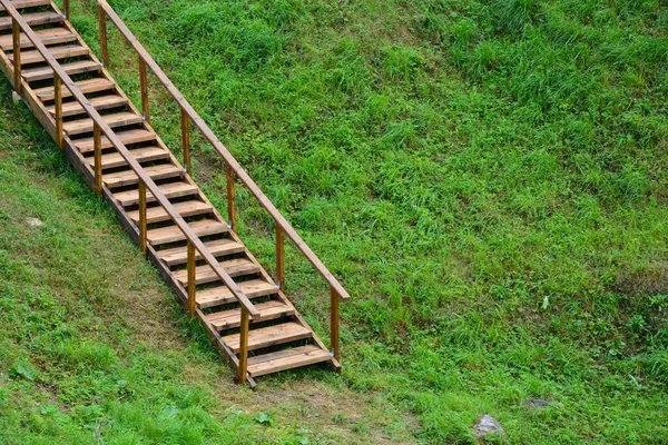 Escalera Madera Para Escalar Montaña Subiendo Una Colina Alta Usando — Foto de Stock