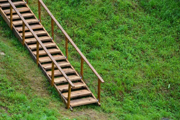 Holzleiter Zum Besteigen Des Berges Die Treppe Einem Hohen Hügel — Stockfoto