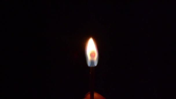 烧掉一根火柴 黑色背景上的火 — 图库视频影像