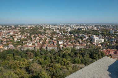 Taken from the vantage point of Bunardzhika hill (the Liberator's Hill)... residential areas and the rooftops of the centre of the Plovdiv, Bulgaria