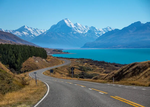 Picos Nevados Cubiertos Glaciares Los Alpes Del Sur Nueva Zelanda —  Fotos de Stock