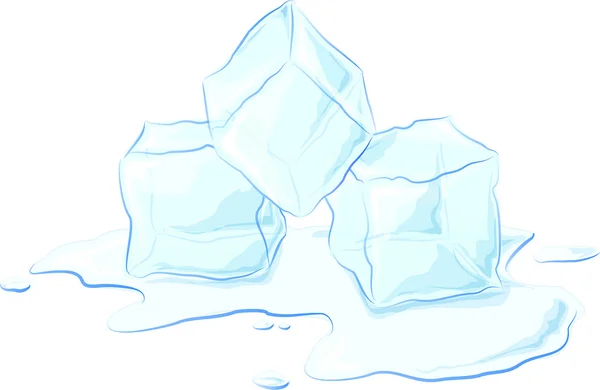 Kostky ledu v kaluži tál — Stockový vektor
