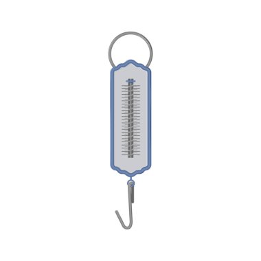 Çeşitli eşya ve ürünleri elle tartmak için dikdörtgen bir gövdeye sahip küçük pullar. Beyaz arkaplanda izole edilmiş vektör illüstrasyonu.