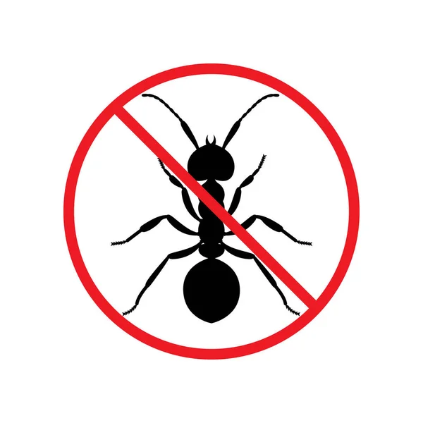Die Silhouette Einer Ameise Einem Roten Verbotskreis Das Stop Ameisen — Stockvektor