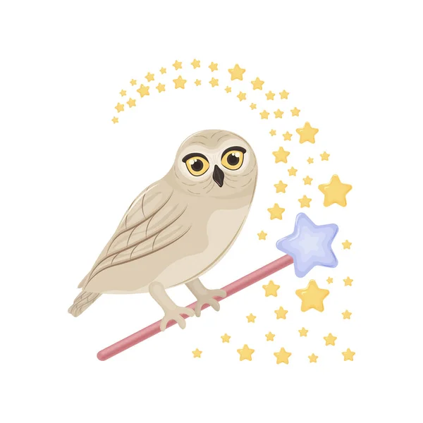 Leuke Kinder Vector Illustratie Met Het Beeld Van Een Uil — Stockvector