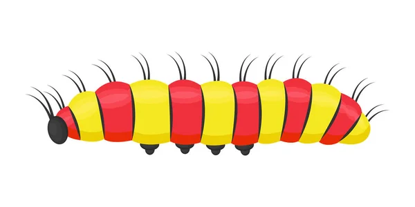 Egy fényes, sárga és piros színű hernyó. A rovar egy mezőgazdasági kártevő. Vektor illusztráció elszigetelt fehér alapon — Stock Vector