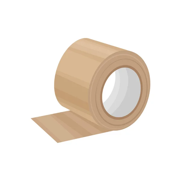 An image of an adhesive tape wrapped in a roll. Office tape for gluing various items, including cardboard boxes. Office supplies.Vector illustration isolated on a white background — Stock Vector