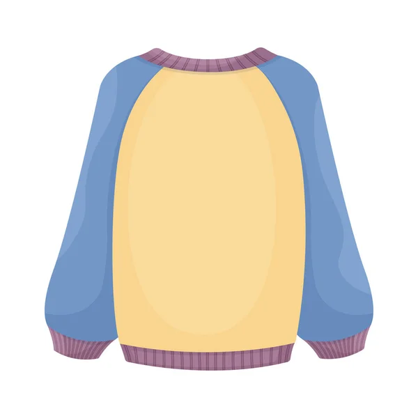 青と黄色の明るい暖かいニットセーター。寒い気候の中を歩くための暖かい服。寒さから保護するための暖かいアクセサリー。白い背景に独立したベクターイラスト — ストックベクタ