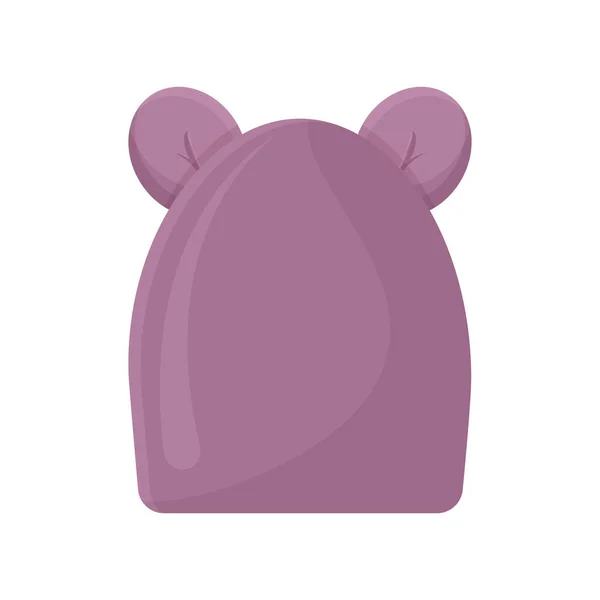Um chapéu de criança rosa quente com orelhas de urso bonito. Um chapéu quente para caminhar em tempo frio. Roupas quentes. Ilustração vetorial isolada sobre fundo branco —  Vetores de Stock