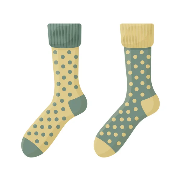 Яскраві Теплі Різнокольорові Шкарпетки Бежевому Зеленому Кольорах Язані Шкарпетки Щоб — стоковий вектор