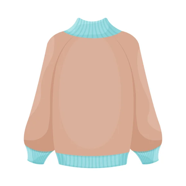 Leuchtend warmer Strickpullover in beige und blau. Warme Kleidung zum Wandern bei kaltem Wetter. Ein warmes Accessoire zum Schutz vor der Kälte. Vektor-Illustration isoliert auf weißem Hintergrund — Stockvektor