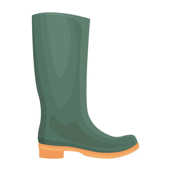 Μια Πράσινη Λαστιχένια Μπότα Μπότες Σιλικόνης Για Περπάτημα Κρύο Καιρό — Διανυσματικό Αρχείο