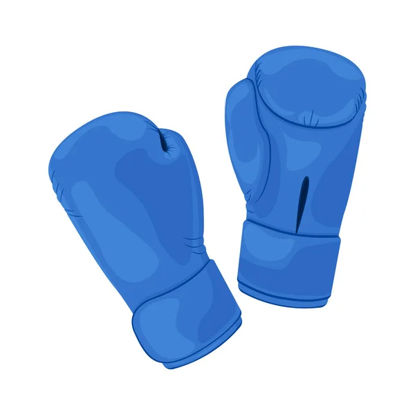 Les gants de boxe sont bleus. Gants sport pour la boxe. Équipement de sport pour les arts martiaux. Gants de boxe, boxe thaïlandaise. Illustration vectorielle isolée sur fond blanc — Image vectorielle