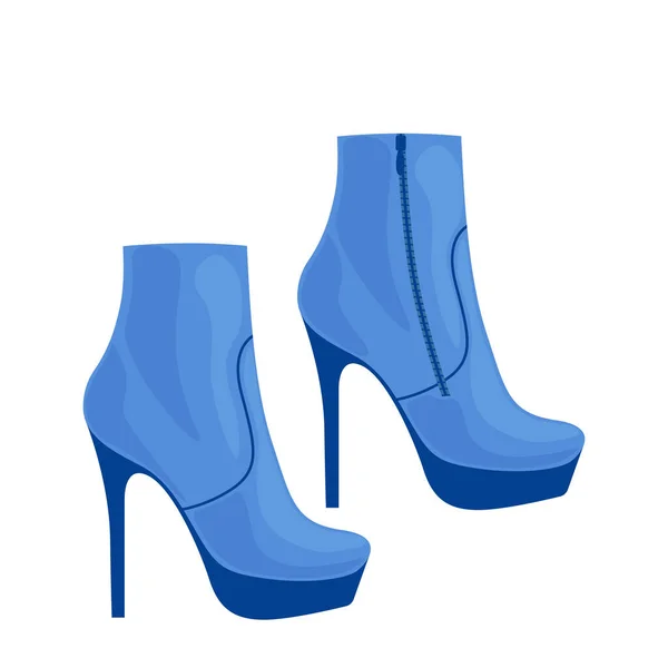 Modische Halbschuhe für Frauen mit hohen Absätzen. Elegante Damenschuhe mit blauem Stilettoabsatz. Vektor-Illustration isoliert auf weißem Hintergrund — Stockvektor