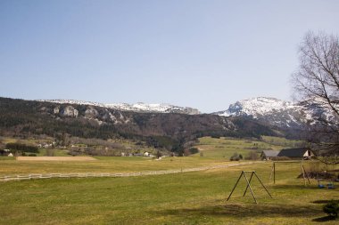 Vercors tepelerinin görüntüsü (Isre, France)