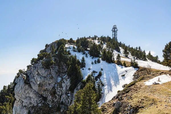 Vista Cume Moucherotte Sua Antena Radar Maciço Vercors Isere França — Fotografia de Stock