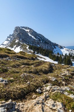 Lans-en-Vercors 'taki Pic Saint-Michel zirvesinden çevre manzaraya bakın.