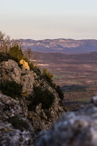 Widok Górę Hortus Szczyt Pic Saint Loup Wschodzie Słońca Occitanie — Zdjęcie stockowe
