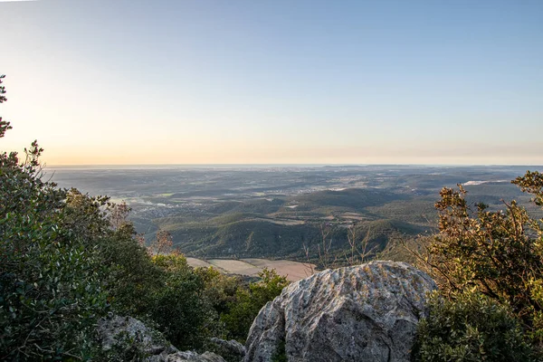 Widok Górę Hortus Szczyt Pic Saint Loup Wschodzie Słońca Occitanie — Zdjęcie stockowe