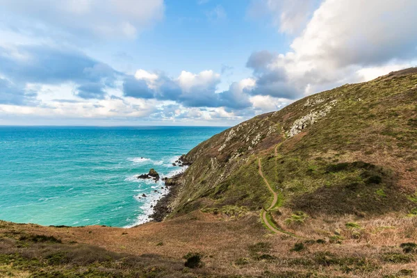 Paysage Lever Soleil Sur Nez Jobourg Depuis Les Falaises Bord — Photo