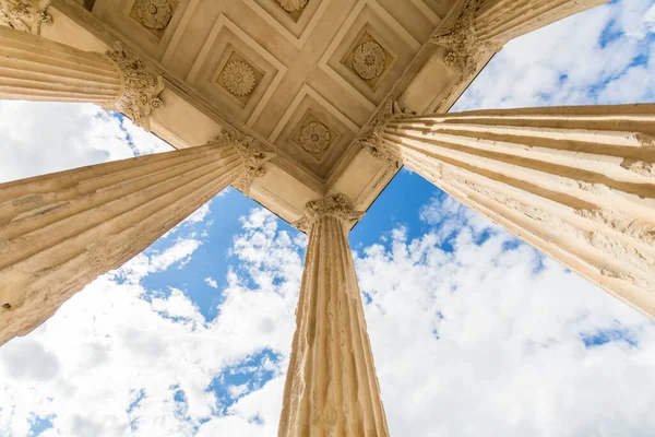 Detalhe Arquitetônico Maison Carree Nimes Occitanie França — Fotografia de Stock