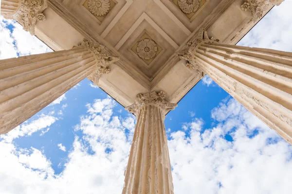 Detalhe Arquitetônico Maison Carree Nimes Occitanie França — Fotografia de Stock