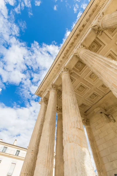 Detalhe Arquitetônico Maison Carree Nimes Occitanie França — Fotografia de Stock