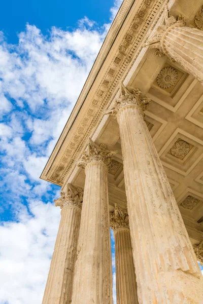 Detalhe Arquitetônico Maison Carree Nimes Occitanie França — Fotografia de Stock