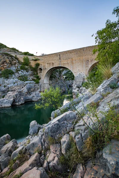 Widok Pont Diable Wysokości Wąwozów Hrault Occitanie Francja — Zdjęcie stockowe