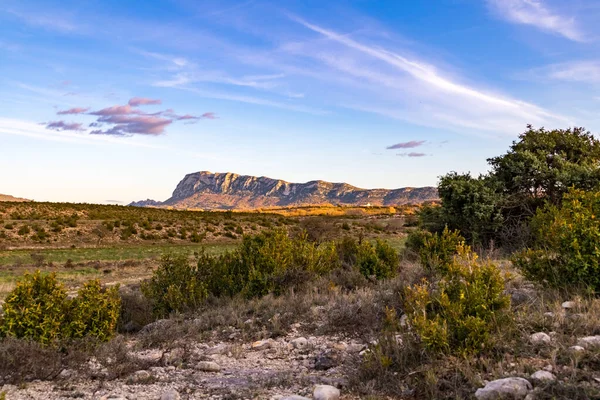 Rosto Norte Pic Saint Loup Iluminado Pelo Pôr Sol Occitanie — Fotografia de Stock