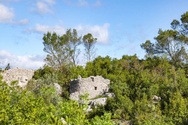 Sauve 'deki Mer des Rochers' in Cevennes dağlarının eteklerindeki görüntüsü (Occitanie, Fransa)