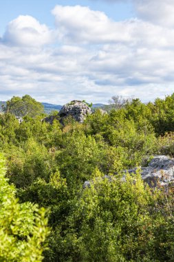 Sauve 'deki Mer des Rochers' in Cevennes dağlarının eteklerindeki görüntüsü (Occitanie, Fransa)