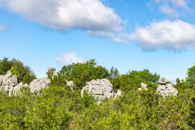 Sauve 'deki Mer des Rochers' in Cevennes dağlarının eteklerindeki görüntüsü (Occitanie, Fransa)