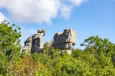 Sauve 'deki Mer des Rochers' in Cevennes dağlarının eteklerindeki görüntüsü (Occitanie, Fransa)