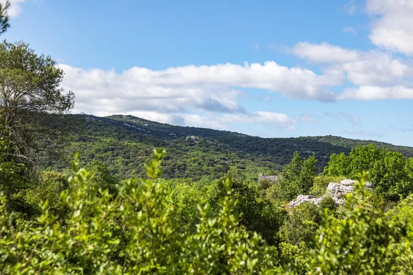 Sauve 'deki Mer des Rochers' in Cevennes dağlarının eteklerindeki görüntüsü (Occitanie, Fransa)