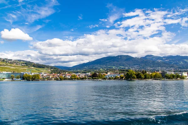 Vista Región Lavaux Desde Barco Lago Ginebra Vaud Suiza — Foto de Stock