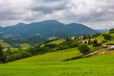 Deba ve Zumaia arasındaki Verdant Hills 'in panoramik görüntüsü