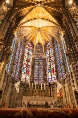 Carcassonne 'daki Saint-Nazaire Bazilikasının İçinden Lekeli Maymun Camı