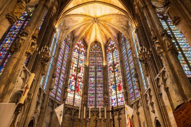 Carcassonne 'daki Saint-Nazaire Bazilikasının İçinden Lekeli Maymun Camı