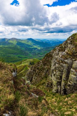 Verdant panorama of the Jordanne Valley from the ridge between Puy de Peyre Arse and Puy Mary