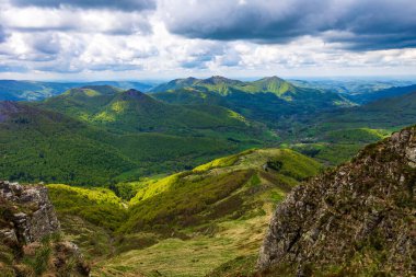 Verdant panorama of the Jordanne Valley from the ridge between Puy de Peyre Arse and Puy Mary