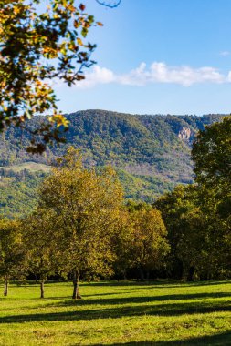 Cernon Valley in the Larzac from the former railway line connecting Tournemire to Le Vigan converted into a rail bike trail