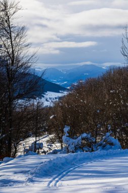 Vercors 'taki Rencurel Vadisi kışın karla kaplıydı. Coulmes İskandinav kayak bölgesinden görüldü.